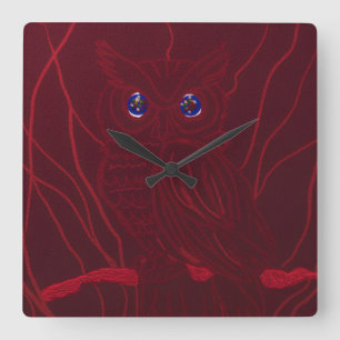 Roter Uhu Quadratische Wanduhr