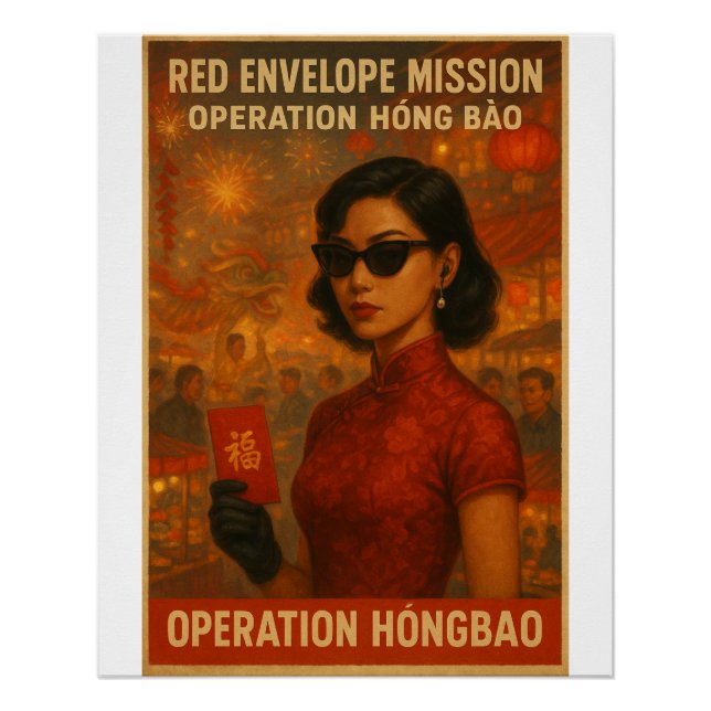 Roter Umschlag - Retro Spy Art Poster (Vorderseite)