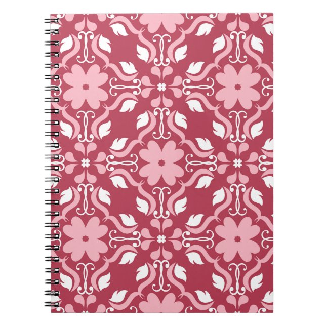Roter und beige blumengeschmückter Hintergrund. Fa Notizblock (Vorderseite)