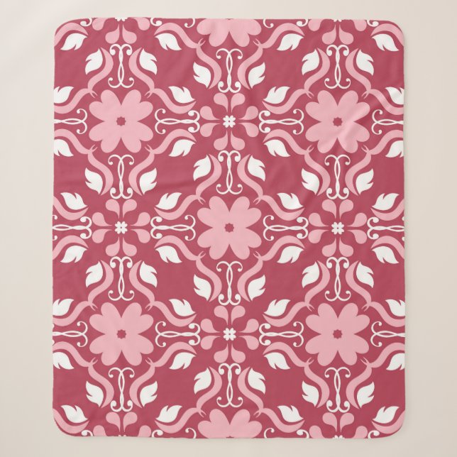 Roter und beige blumengeschmückter Hintergrund. Fa Sherpadecke (Vorderseite)