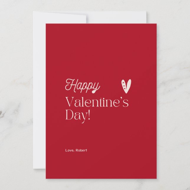 Roter und Beige Herztypografie Valentinstag Einladung (Vorderseite)