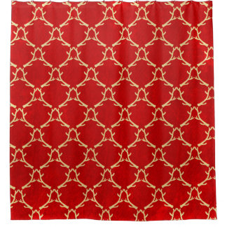 Roter und beige Waldgeweih-Duschvorhang Duschvorhang