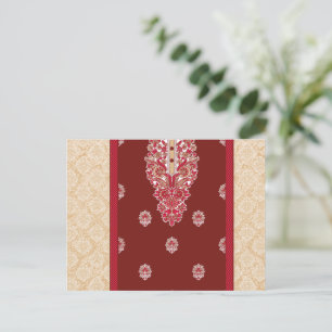 roter und beigefarbener Teppichboden mit rotem Ran Postkarte