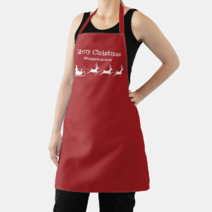 Roter und Beiger Weihnachtsschlitten mit Weihnacht Schürze