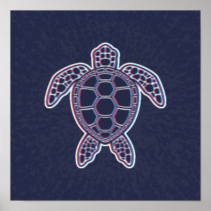 Roter und blauer Anaglypheneffekt 3D-Glitch-Effekt Poster