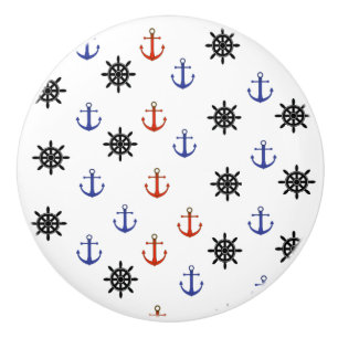 Roter und blauer Anker-themenorientierter Keramikknauf