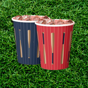 Roter und Blauer Baseball-Geburtstag Pappbecher