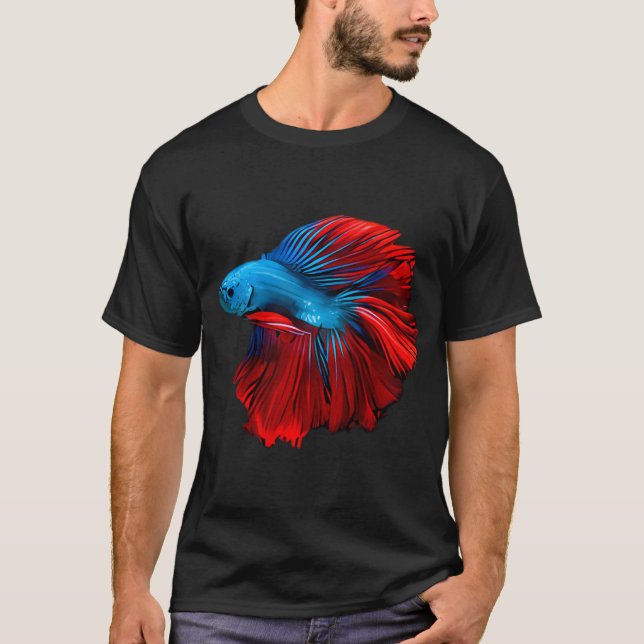 Roter und blauer Betta-Fisch T-Shirt (Vorderseite)