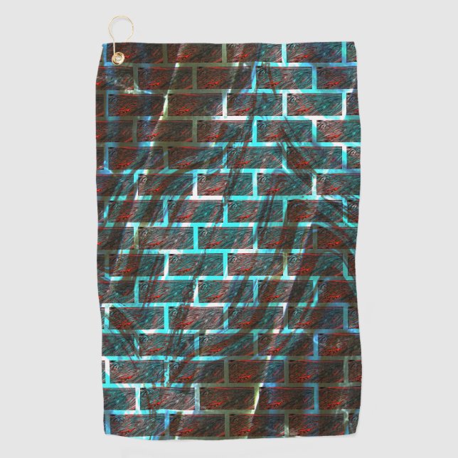 Roter und blauer Farbeffekt, Gitter oder Kratzstei Golfhandtuch (Vorderseite)