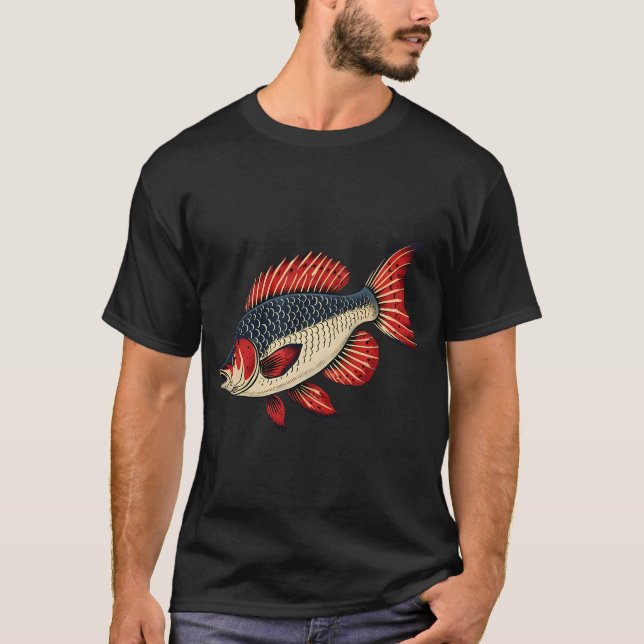 Roter und blauer Fisch T-Shirt (Vorderseite)