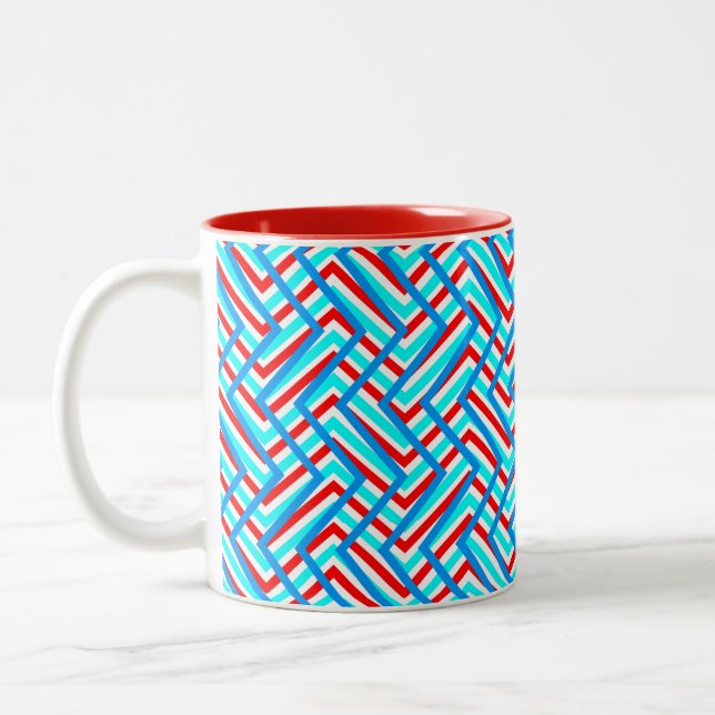 Roter und blauer Grafik-Print Zweifarbige Tasse (Links)