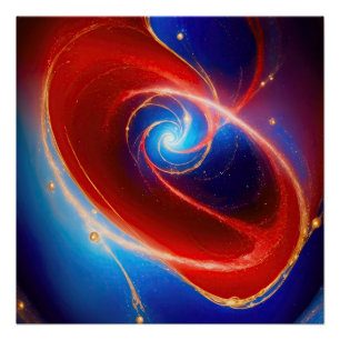 Roter und Blauer kosmischer Spiral Poster