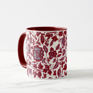 Roter und blauer Vintage-Blumen-Mug-Becher Tasse