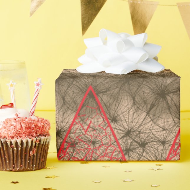 roter und brauner Hintergrund mit roter Grenze Geschenkpapier (Geburtstagsparty)