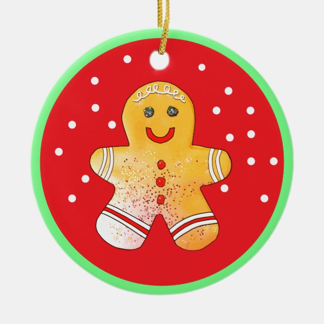 Roter und brauner Lebkuchen Junge Ornament (Vorne)
