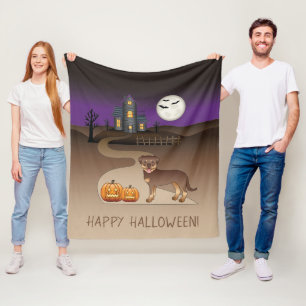 Roter und brauner Rottweiler-Halloween-Spukhaus Fleecedecke
