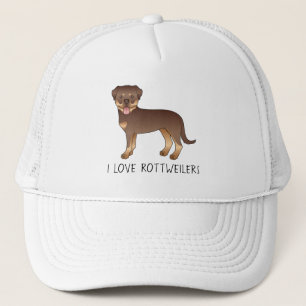Roter und brauner Rottweiler Hund - Ich liebe Rott Truckerkappe