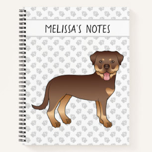 Roter und brauner Rottweiler Süßer Cartoon-Hund Notizbuch