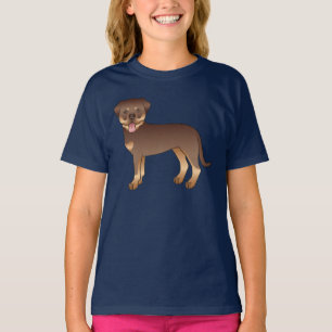 Roter und brauner Rottweiler süßer Cartoon-Hund T-Shirt