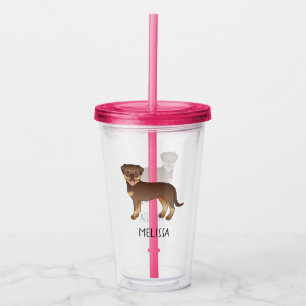 Roter und brauner Rottweiler Süßer Cartoon-Hund un Acryltrinkbecher