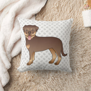 Roter und brauner Rottweiler Süßer Cartoon-Hund un Kissen