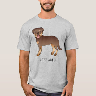 Roter und brauner Rottweiler Süßer Cartoon-Hund un T-Shirt