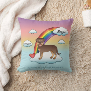 Roter und brauner Rottweiler Süßer Hund Regenbogen Kissen