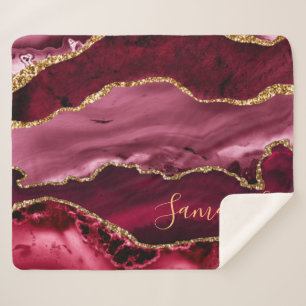 Roter und falscher Goldglitter-Marmor-Achat Sherpadecke