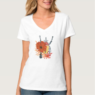 Roter und gelber Bug mit Blume T-Shirt