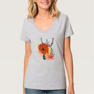 Roter und gelber Bug mit Blume T-Shirt