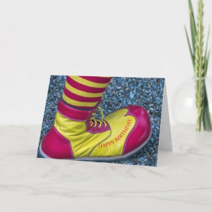 Roter und gelber Clownsschuh-Geburtstagskarte Karte