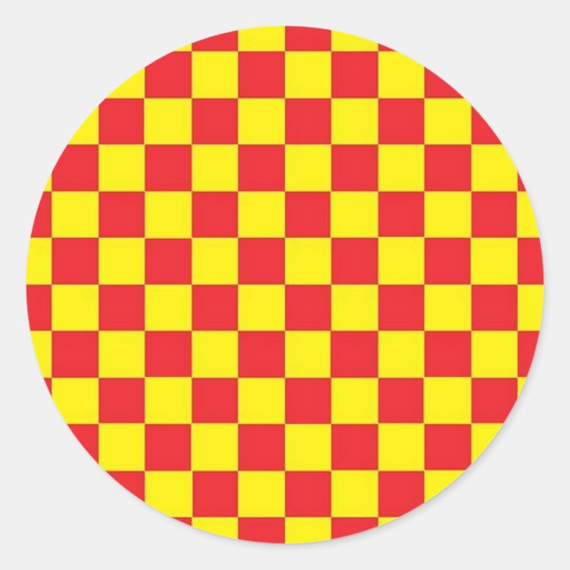 Roter und gelber karierter STICKER (Vorderseite)