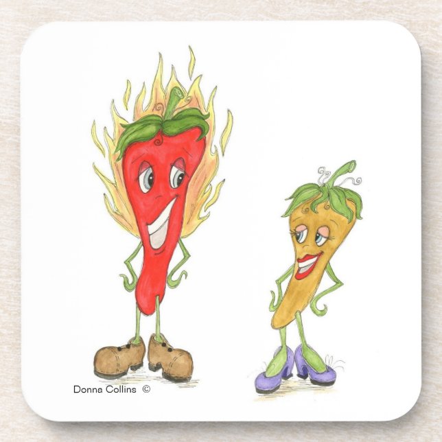 Roter und gelber Paprika-Untersetzer Untersetzer (Vorderseite)