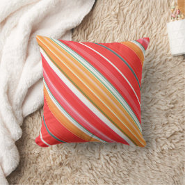 Roter und gelber Streifen und Kariert Kissen