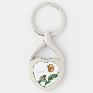 Roter und gelber Tulip mit Hochzeitstag Schlüsselanhänger