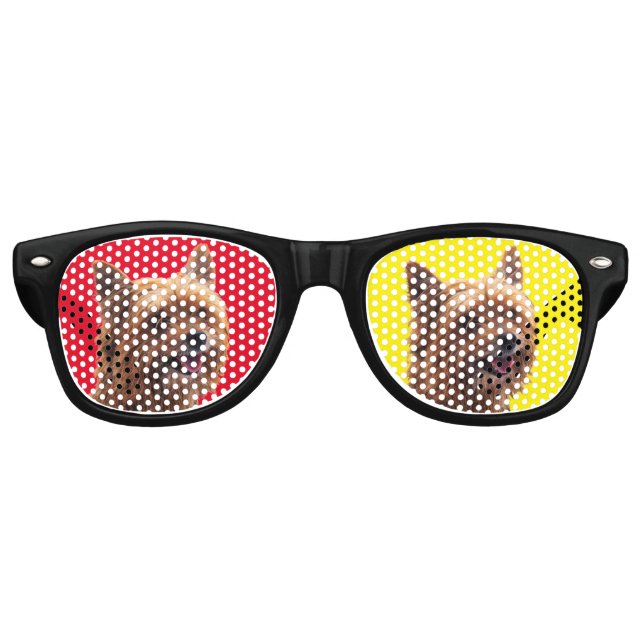 Roter und Gelber Yorkie-Hund Partybrille (Vorderseite)