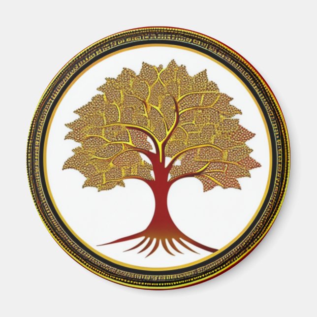Roter und goldener Baum des Lebens Magnet (Vorne)