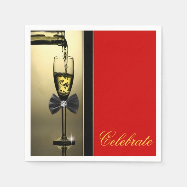 Roter und goldener Champagner Serviette (Vorderseite)