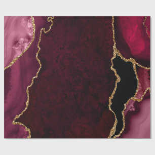 Roter und goldener falscher Glitter-Achat Geschenkpapier