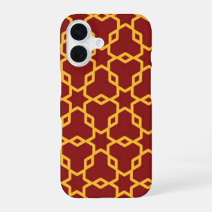 Roter und goldener geometrischer islamischer Muste iPhone 16 Hülle