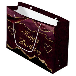 Roter und goldener Glitter-Achat Frohe Geburtstag Große Geschenktüte
