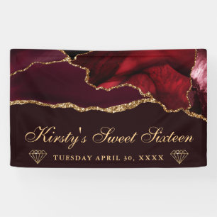 Roter und goldener Glitter-Achat-Sweet-Sixteen Banner
