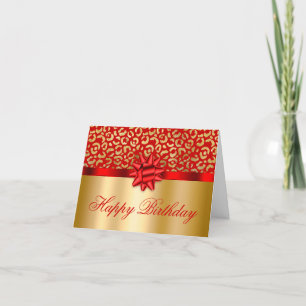 Roter und goldener Leopard Schimmer Glam Geburtsta Karte