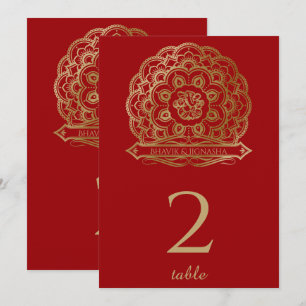 Roter und goldener Mandala indischer Tischläufer Einladung