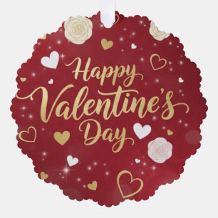 Roter und goldener Romantik für Ihren Valentinstag Ornament Karte
