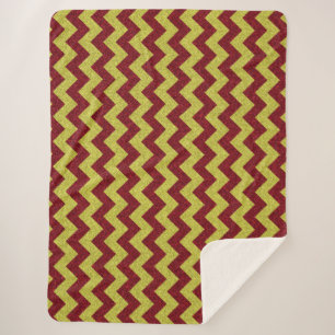 Roter und goldener Zick-Zack-Glitter Sherpadecke