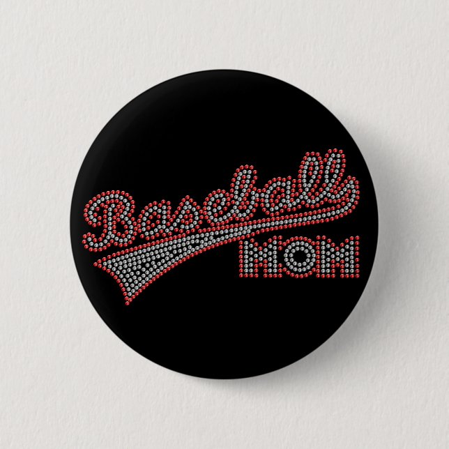 Roter und grauer Baseball-Mama-Knopf Button (Vorderseite)