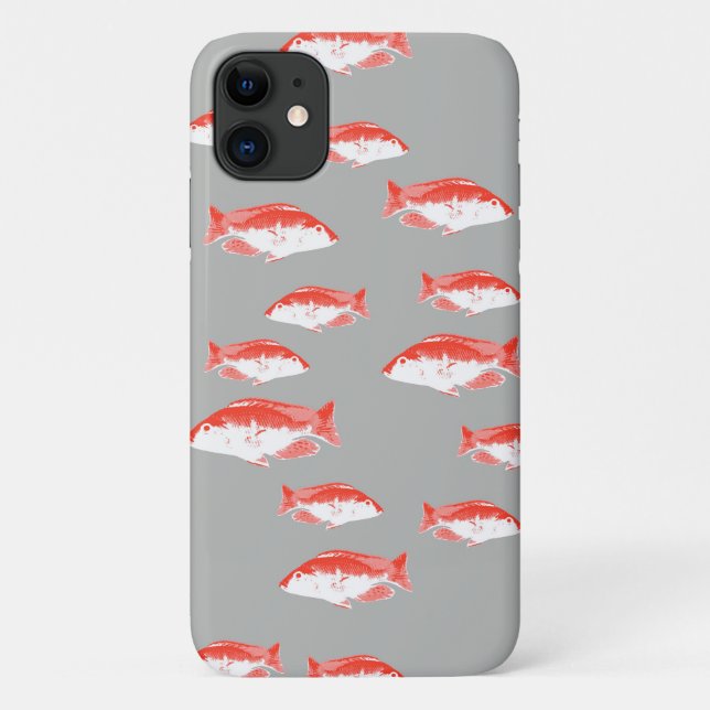 Roter und Grauer Fisch Case-Mate iPhone Hülle (Rückseite)