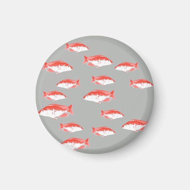 Roter und Grauer Fisch Magnet (Vorne)