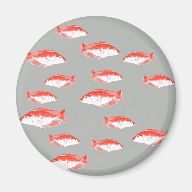 Roter und Grauer Fisch Magnet (Vorne)